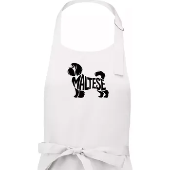 Kuchyňská zástěra Maltézský psík nápis v těle - Pánská zástěra na vaření - Univerzální velikost ( Bílá )