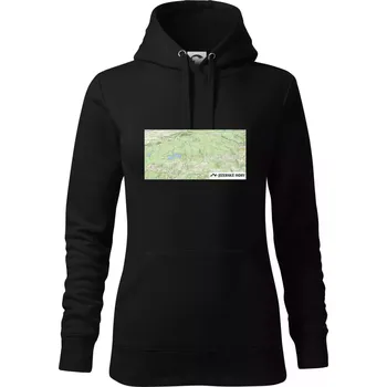 Dámská mikina Jizerské hory mapa - Mikina dámská Cape s kapucí - L ( Černá )