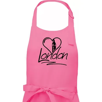 Kuchyňská zástěra London Love - Pánská zástěra na vaření - Univerzální velikost ( Růžová )