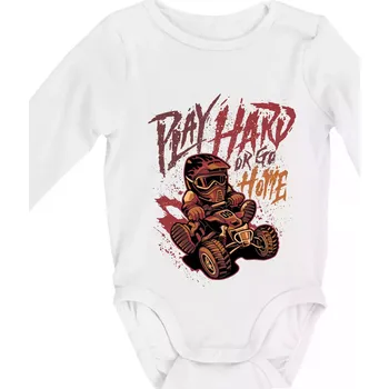 Play Hard or Go Home - Body kojenecké s dlouhým rukávem - Dlouhý r. do 3 měs ( Bílá )