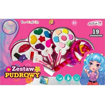 dětské šminky a malovátka Sada na líčení pro dívky (19 dílů) pudrová lízátko Aliga