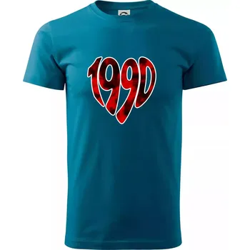 Pánské tričko 1990 v srdci - Klasické pánské triko vyšší gramáže - L ( Petrolejová )