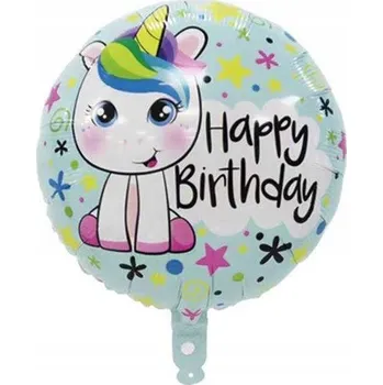 Balónek BALÓNEK JEDNOROŽEC VŠE NEJLEPŠÍ K NAROZENINÁM S HELIEM 45 CM