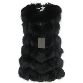 Dámská vesta Dámská vesta z liščí kožešiny bez rukávů Velikost: L, Barva (Varianta): black 70cm