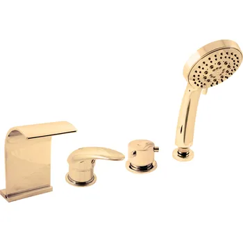 DUNAJ - Vanová baterie 4-otvorová, vodopád, Chrom D467.0P, RAV Slezák Rozměr: 3/8'', Barva: ZLATÁ - lesklá