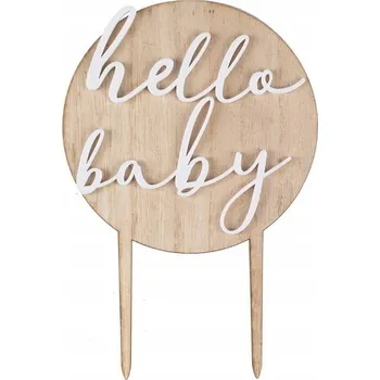 Obraz Dekorace na dort Hello Baby, dřevěná,