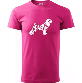 Pánské tričko Kavalír king Charles španěl nápis v těle - Klasické pánské triko vyšší gramáže - L ( Purpurová )