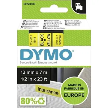 Pásek do tiskárny OSTATNÍ Páska do štítkovače Dymo D1, 45018, S0720580, černý tisk/žlutý podklad, 7m, 12mm