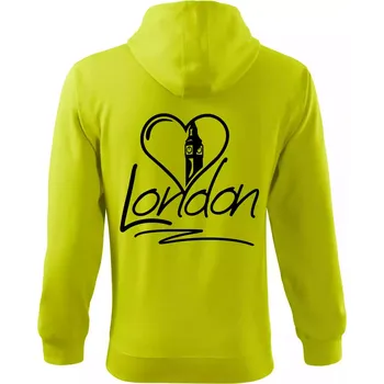 Pánská mikina London Love - Mikina s kapucí na zip trendy zipper - M ( Limetková )