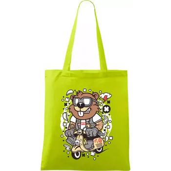 Sysel na skútru - Taška bavlněná - 42 x 38 cm ( Limetková )