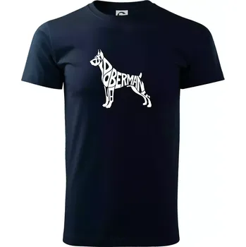 Doberman - nápis v tělě - Triko extra velké (5-8XL) - 8XL ( Námořní modrá (velmi tmavá - téměř černá) )