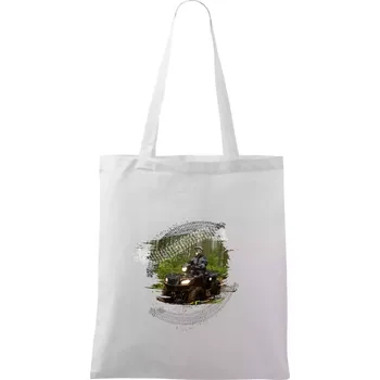 ATV čtyřkolka v lese - Taška bavlněná - 42 x 38 cm ( Bílá )