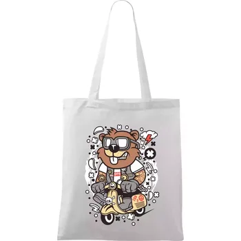 Sysel na skútru - Taška bavlněná - 42 x 38 cm ( Bílá )