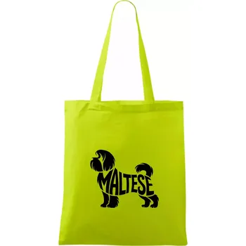 Maltézský psík nápis v těle - Taška bavlněná - 42 x 38 cm ( Limetková )