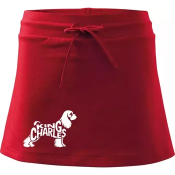 Dámská sukně Kavalír king Charles španěl nápis v těle - Sportovní sukně - two in one - S ( Červená )