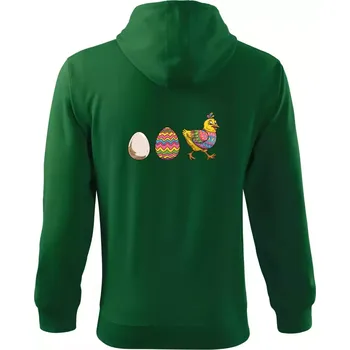Pánská mikina Evoluce vajíčka - velikonoce - slepice - Mikina s kapucí na zip trendy zipper - 2XL ( Lahvově zelená )