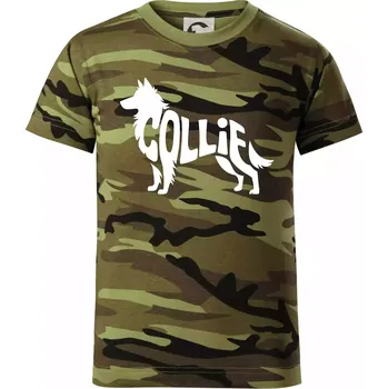 Chlapecké tričko Colie nápis v těle - Dětské maskáčové triko - 146 cm/10 let ( Zelený maskáč )