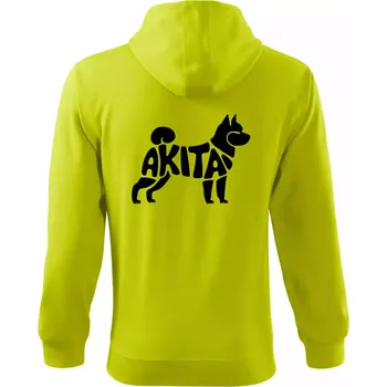 Pánská mikina Akita Inu - Nápis v těle - Mikina s kapucí na zip trendy zipper - 2XL ( Limetková )