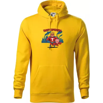 Pánská mikina Tariff Superhero Trump - Mikina pánská Cape s kapucí - S ( Žlutá )