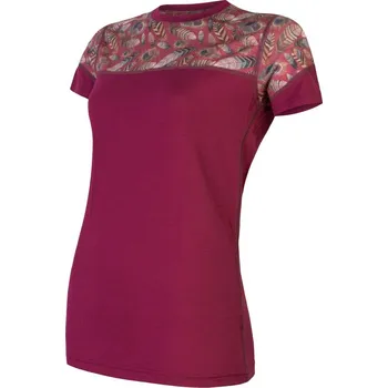 SENSOR MERINO IMPRESS dámské triko kr.rukáv lilla/feather S