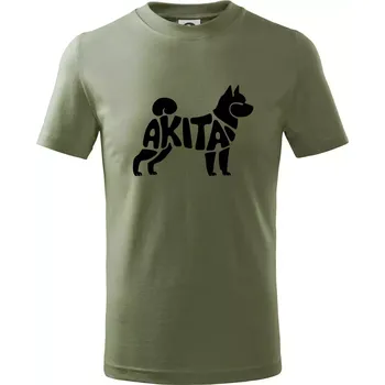 Akita Inu - Nápis v těle - Tričko dětské bavlněné - 158 cm/12 let ( Khaki )