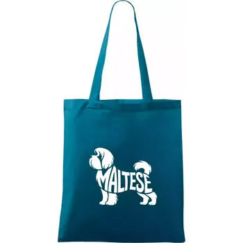 Maltézský psík nápis v těle - Taška bavlněná - 42 x 38 cm ( Petrolejová )