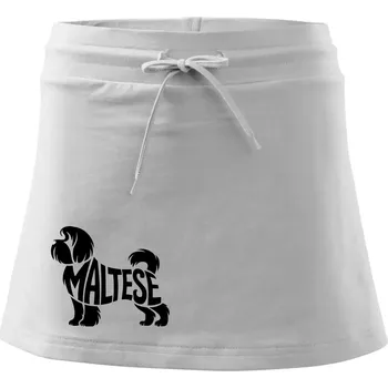 Dámská sukně Maltézský psík nápis v těle - Sportovní sukně - two in one - M ( Bílá )