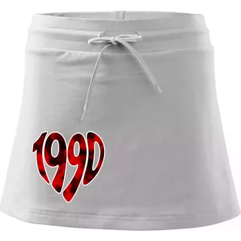 Dámská sukně 1990 v srdci - Sportovní sukně - two in one - XS ( Bílá )