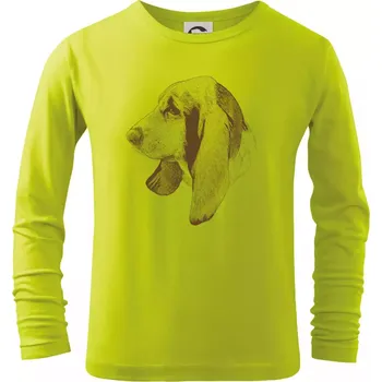 Chlapecké oblečení Basset - kreslená hlava - Triko dětské Long Sleeve - 146 cm/10 let ( Limetková )