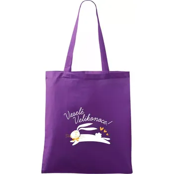 Nákupní taška Veselé Velikonoce - bíle - Taška bavlněná - 42 x 38 cm ( Fialová )