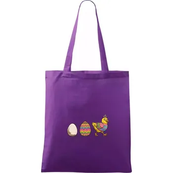 Evoluce vajíčka - velikonoce - slepice - Taška bavlněná - 42 x 38 cm ( Fialová )