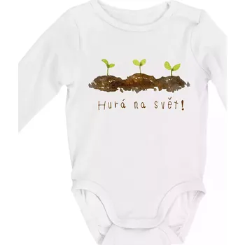 Hurá na svět! - Body kojenecké s dlouhým rukávem - Dlouhý r. 3-6 měs ( Bílá )