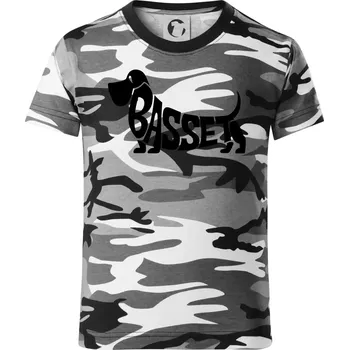 Chlapecké tričko Basset nápis v těle - Dětské maskáčové triko - 104-110cm / 3-4 roky ( Šedý maskáč )