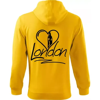 Pánská mikina London Love - Mikina s kapucí na zip trendy zipper - L ( Žlutá )
