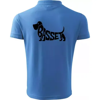 Pánská košile Basset nápis v těle - Polokošile pánská Pique Polo 203 - 3XL ( Azurově modrá )