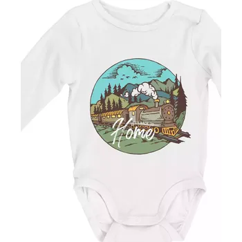 Kojenecké oblečení Train back to home - Body kojenecké s dlouhým rukávem - Dlouhý r. do 3 měs ( Bílá )