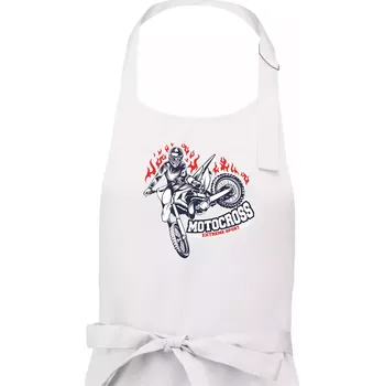 Kuchyňská zástěra Motocross extreme sport fire - Pánská zástěra na vaření - Univerzální velikost ( Bílá )