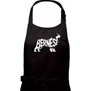 Kuchyňská zástěra Bernese Mountain Dog nápis v těle - Dámská zástěra na vaření - Univerzální velikost ( Černá )