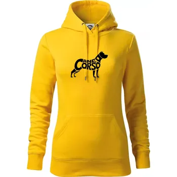Dámská mikina Cane corso nápis v těle - Mikina dámská Cape s kapucí - XL ( Žlutá )