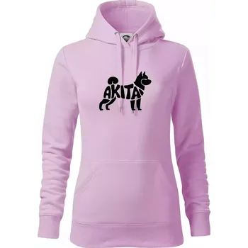 Dámská mikina Akita Inu - Nápis v těle - Mikina dámská Cape s kapucí - S ( Orchid )
