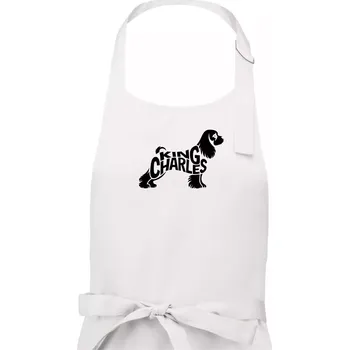 Kuchyňská zástěra Kavalír king Charles španěl nápis v těle - Dámská zástěra na vaření - Univerzální velikost ( Bílá )