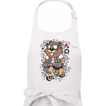 Kuchyňská zástěra Sysel na skútru - Dámská zástěra na vaření - Univerzální velikost ( Bílá )