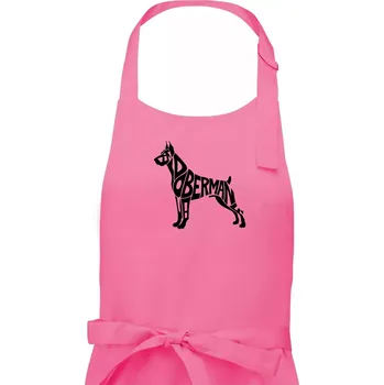 Kuchyňská zástěra Doberman - nápis v tělě - Dámská zástěra na vaření - Univerzální velikost ( Růžová )