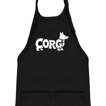 Kuchyňská zástěra Corgi nápis v těle - Dětská zástěra na vaření - Univerzální velikost ( Černá )