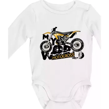 Motocross my world - Body kojenecké s dlouhým rukávem - Dlouhý r. do 3 měs ( Bílá )