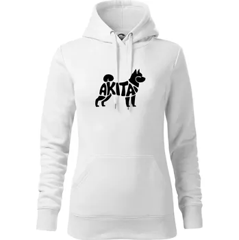Dámská mikina Akita Inu - Nápis v těle - Mikina dámská Cape s kapucí - L ( Bílá )