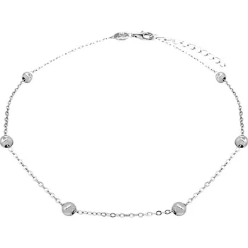Řetízek Stříbrný řetízek na kotník s kuličkami, 26-29 cm