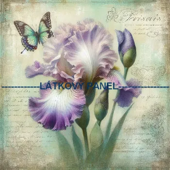 Látkový panel - Kosatec - KYT-316 Velikost: 15x15cm, Materiál: Kočárkovina