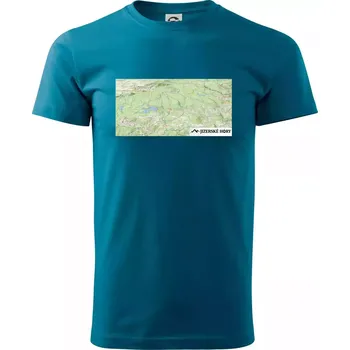 Jizerské hory mapa - Klasické pánské triko vyšší gramáže - 4XL ( Petrolejová )