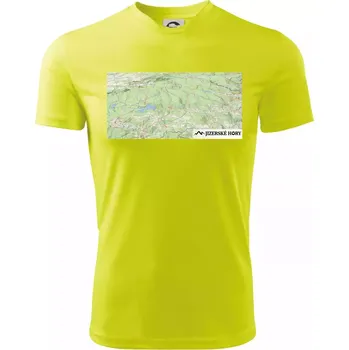 Jizerské hory mapa - Dětské triko sportovní (dresovina) - 158 cm/12 let ( Neonově žlutá )